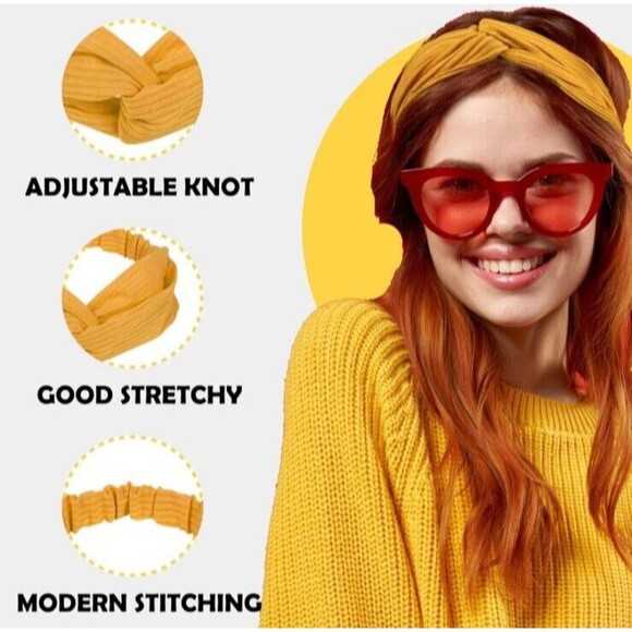 Women's Fabric Headbands, Front Knot Multi Color Soft Hair Accessories Boho Yoga - Picture 5 of 7